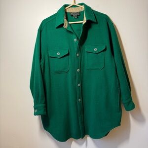 Ralph Lauren Country Vintage wool Shacket style jacket over shirt green
